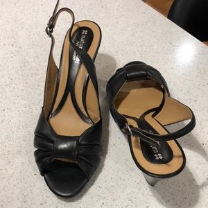 Ladies sling backs in black with peep toe  sz 10